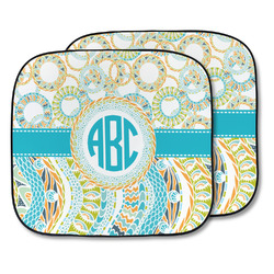 Teal Circles & Stripes Car Sun Shade - Two Piece (Personalized)