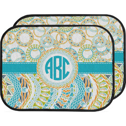 Teal Circles & Stripes Car Floor Mats (Back Seat) (Personalized)