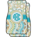 Teal Circles & Stripes Car Floor Mats (Front Seat) (Personalized)