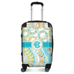 Teal Circles & Stripes Suitcase (Personalized)