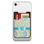 Teal Circles & Stripes 2-in-1 Cell Phone Credit Card Holder & Screen Cleaner (Personalized)