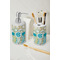 Teal Circles & Stripes Ceramic Bathroom Accessories - LIFESTYLE (toothbrush holder & soap dispenser)