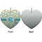 Teal Circles & Stripes Ceramic Flat Ornament - Heart Front & Back (APPROVAL)
