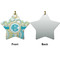 Teal Circles & Stripes Ceramic Flat Ornament - Star Front & Back (APPROVAL)