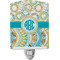 Teal Circles & Stripes Ceramic Night Light w/ Monogram