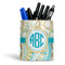 Teal Circles & Stripes Ceramic Pen Holder