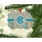Teal Circles & Stripes Christmas Ornament (On Tree)