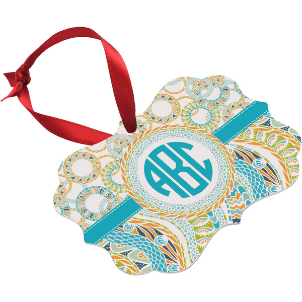 Teal Circles & Stripes Christmas Ornament