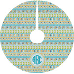 Teal Circles & Stripes Tree Skirt (Personalized)