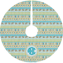 Teal Circles & Stripes Tree Skirt (Personalized)