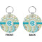 Teal Circles & Stripes Circle Keychain (Front + Back)
