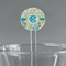 Teal Circles & Stripes 5.5" Round Plastic Stir Sticks - Clear (Personalized)