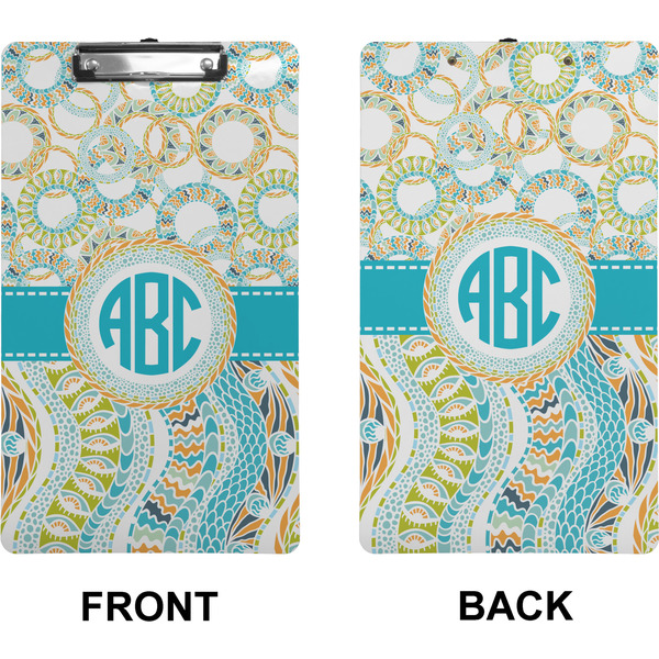 Teal Circles & Stripes Clipboard (Legal) (Front + Back)