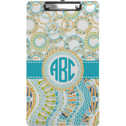 Teal Circles & Stripes Clipboard (Legal Size) w/ Monogram