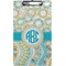 Teal Circles & Stripes Clipboard (Legal Size) w/ Monogram