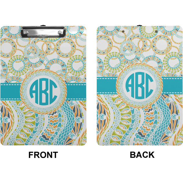 Teal Circles & Stripes Clipboard (Letter) (Front + Back)