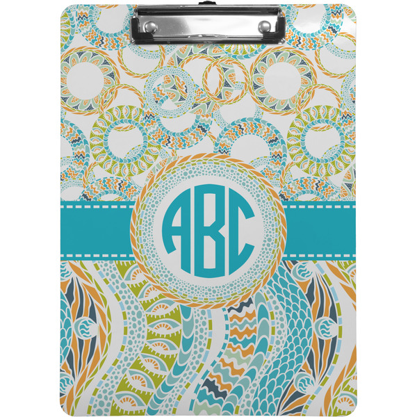 Custom Teal Circles & Stripes Clipboard (Personalized)