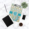 Teal Circles & Stripes Clipboard - Lifestyle Photo