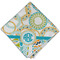 Teal Circles & Stripes Cloth Napkins - Personalized Dinner (Folded Four Corners)