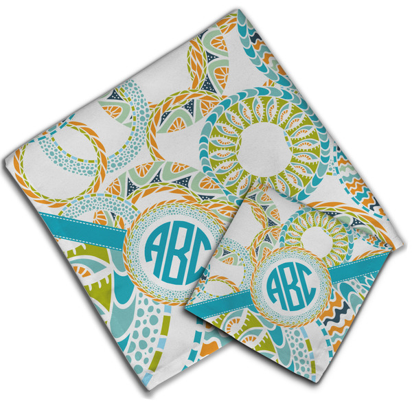 Teal Circles & Stripes Cloth Napkins - Personalized Lunch & Dinner (PARENT MAIN)