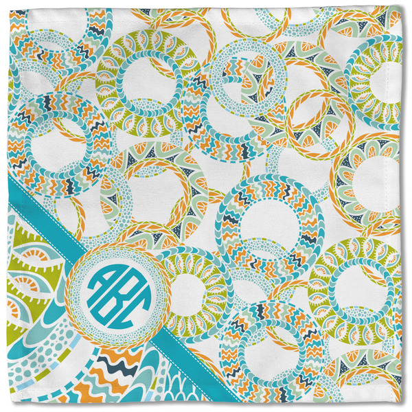Teal Circles & Stripes Cloth Napkins - Personalized Lunch (Single Full Open)