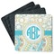 Teal Circles & Stripes Square Rubber Backed Coasters - Set of 4 (Personalized)