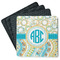 Teal Circles & Stripes Square Rubber Backed Coasters - Set of 4 (Personalized)