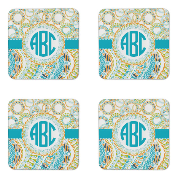 Teal Circles & Stripes Coaster Set - APPROVAL