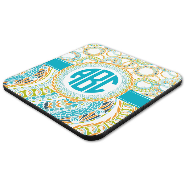 Teal Circles & Stripes Coaster Set - FLAT (one)