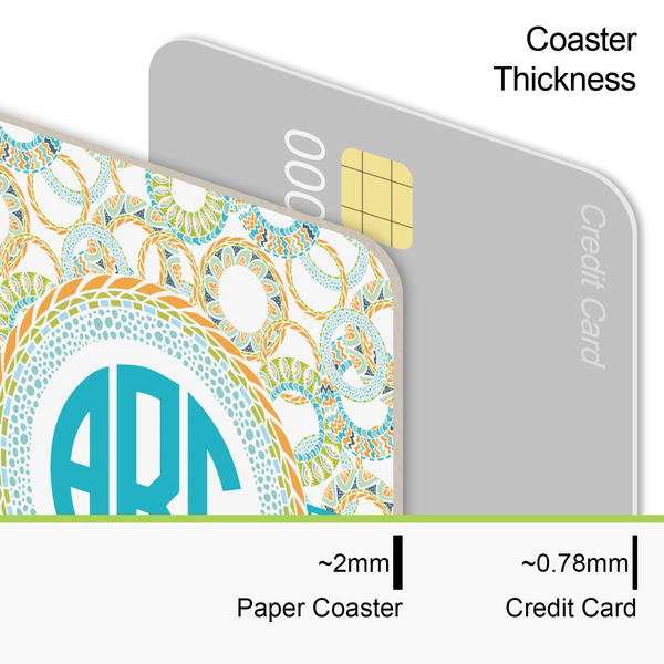 Teal Circles & Stripes Coaster Thickness
