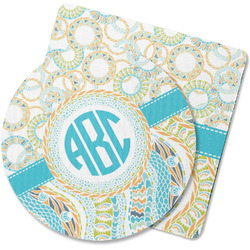 Teal Circles & Stripes Rubber Backed Coaster (Personalized)