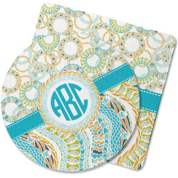 Teal Circles & Stripes Rubber Backed Coaster (Personalized)