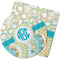 Teal Circles & Stripes Rubber Backed Coaster (Personalized)