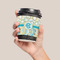 Teal Circles & Stripes Coffee Cup Sleeve - LIFESTYLE