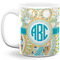 Teal Circles & Stripes 11 Oz Coffee Mug - White (Personalized)