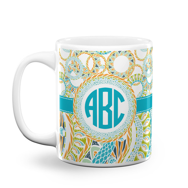 Custom Teal Circles & Stripes Coffee Mug (Personalized)