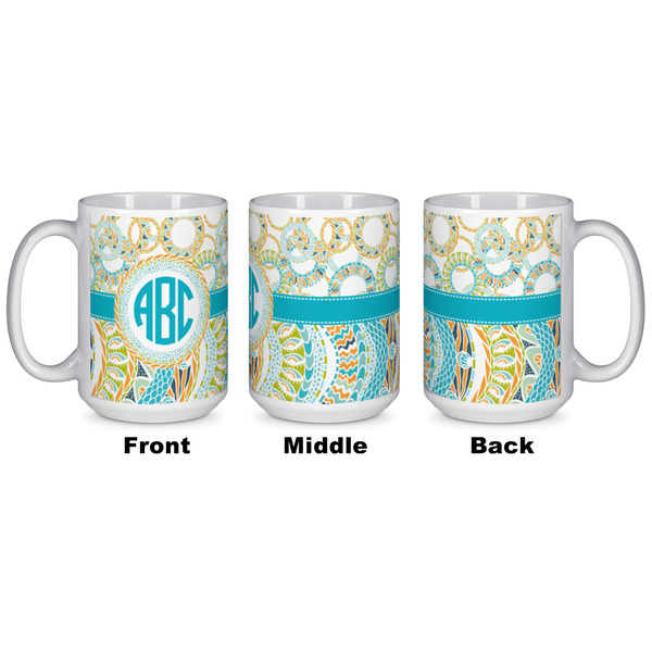 Teal Circles & Stripes Coffee Mug - 15 oz - White APPROVAL