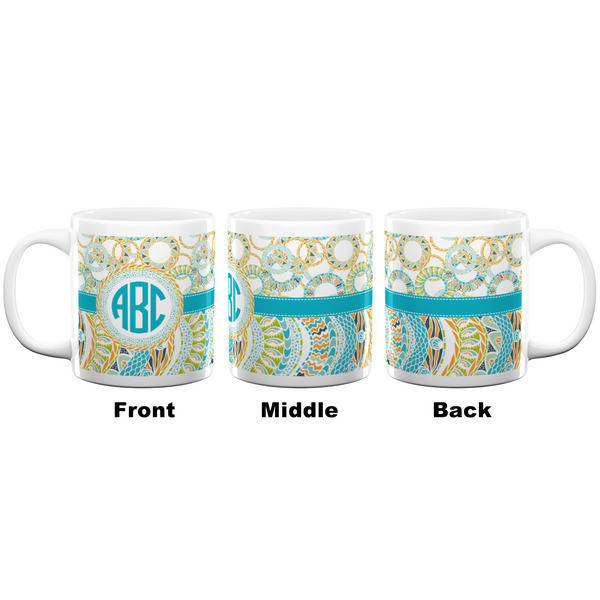 Teal Circles & Stripes Coffee Mug - 20 oz - White APPROVAL