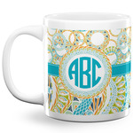 Teal Circles & Stripes 20 Oz Coffee Mug - White (Personalized)