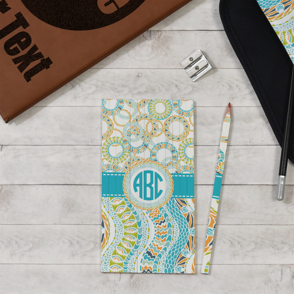 Teal Circles & Stripes Colored Pencils - In Context