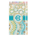 Teal Circles & Stripes Colored Pencils (Personalized)