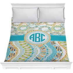 Teal Circles & Stripes Comforter - Full / Queen (Personalized)