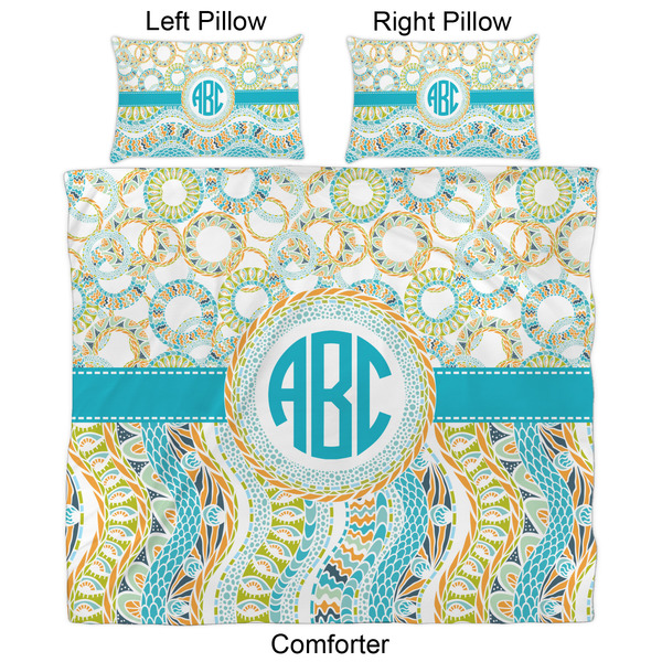 Teal Circles & Stripes Comforter Set - King - Approval