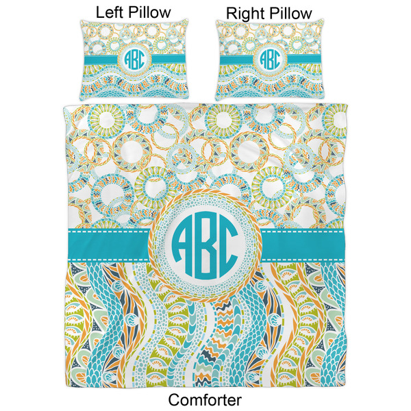 Teal Circles & Stripes Comforter Set - Queen - Approval