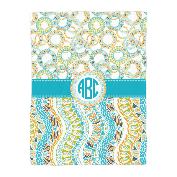 Teal Circles & Stripes Comforter - Twin - Front