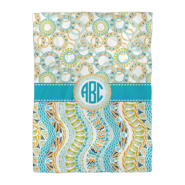 Teal Circles & Stripes Comforter - Twin XL - Front