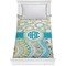 Teal Circles & Stripes Comforter - Twin XL (Personalized)
