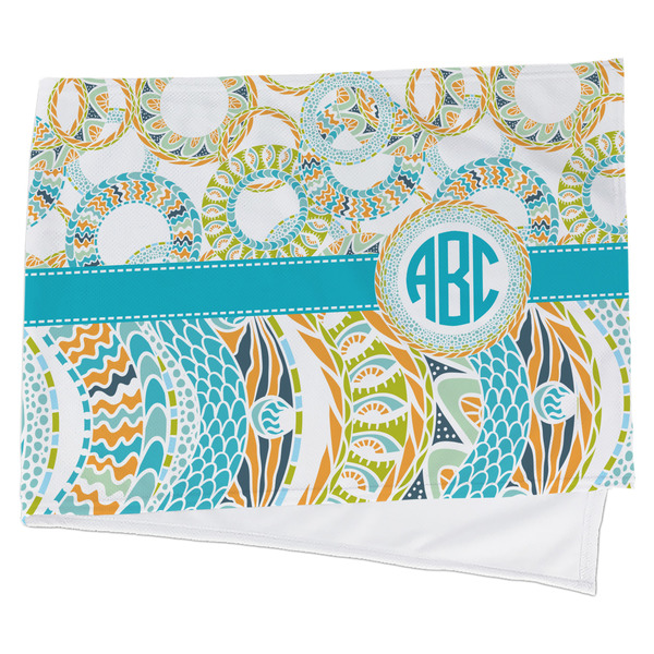 Custom Teal Circles & Stripes Cooling Towel (Personalized)
