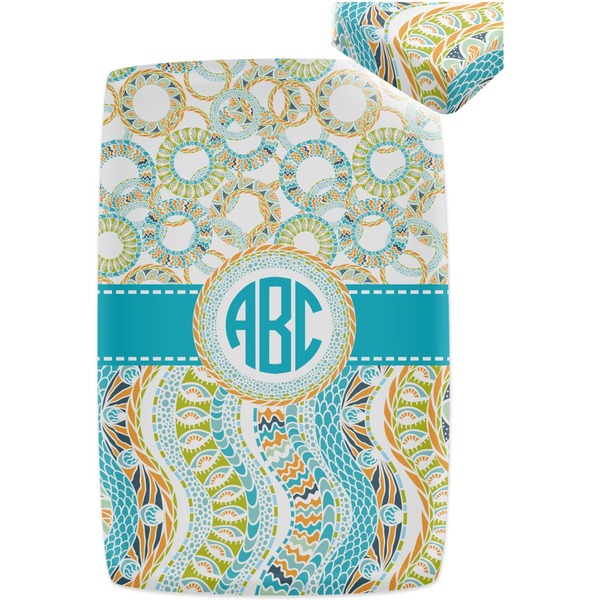 Teal Circles & Stripes Crib Fitted Sheet - Apvl