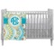 Teal Circles & Stripes Crib Comforter / Quilt w/ Monogram